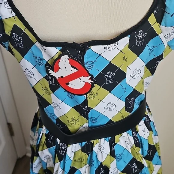 Vintage-Inspired Blue, Green & Black Check Fit-and-Flare Dress - Picture 5 of 9